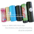 HDPE/LDPE plastic garbage bags trash bags rubbish bags on roll with paper label